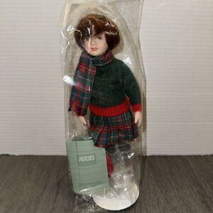 New Avon Porcelain Doll Childhood Dreams Christmas Holiday Skating Party Sealed